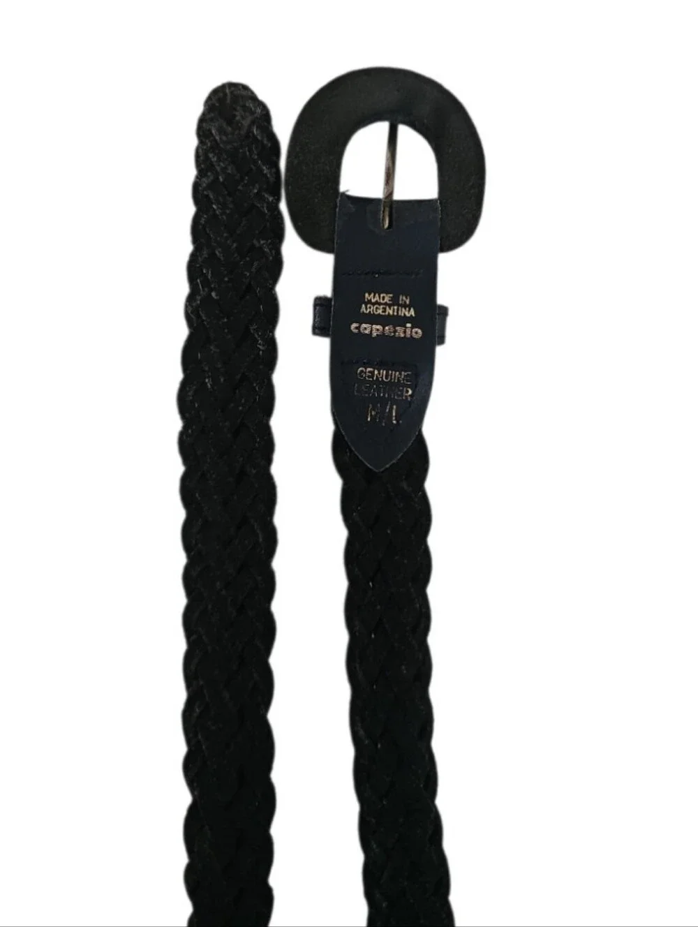 Vintage Capezio Braided Leather Belt Navy Blue Argentina Woven M L Boho Classic